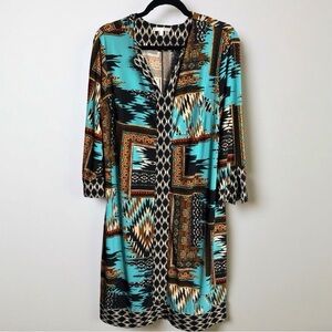 Dressbarn Southwestern Mixed Print Camryn Shift Dress Size 1X